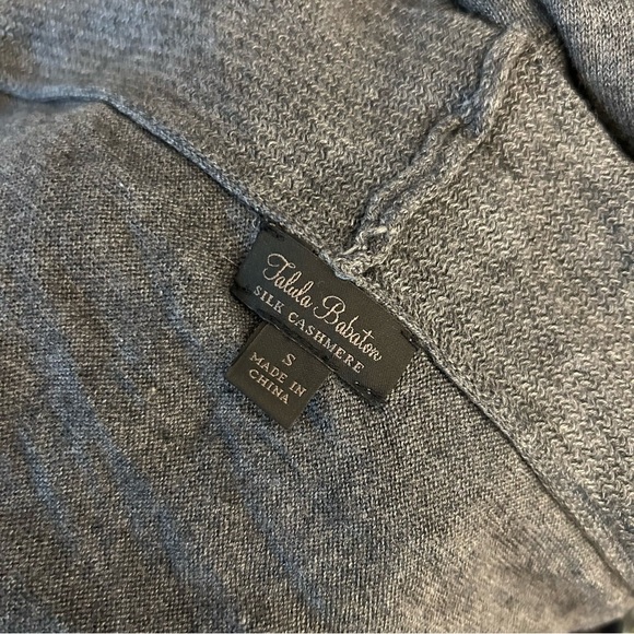Talulah Babaton Silk Cashmere Cardigan Grey Open Front Long Sleeve Sweater - Picture 5 of 11